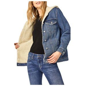 Mavi Jeans MINA faux sherpa hooded jean jacket L